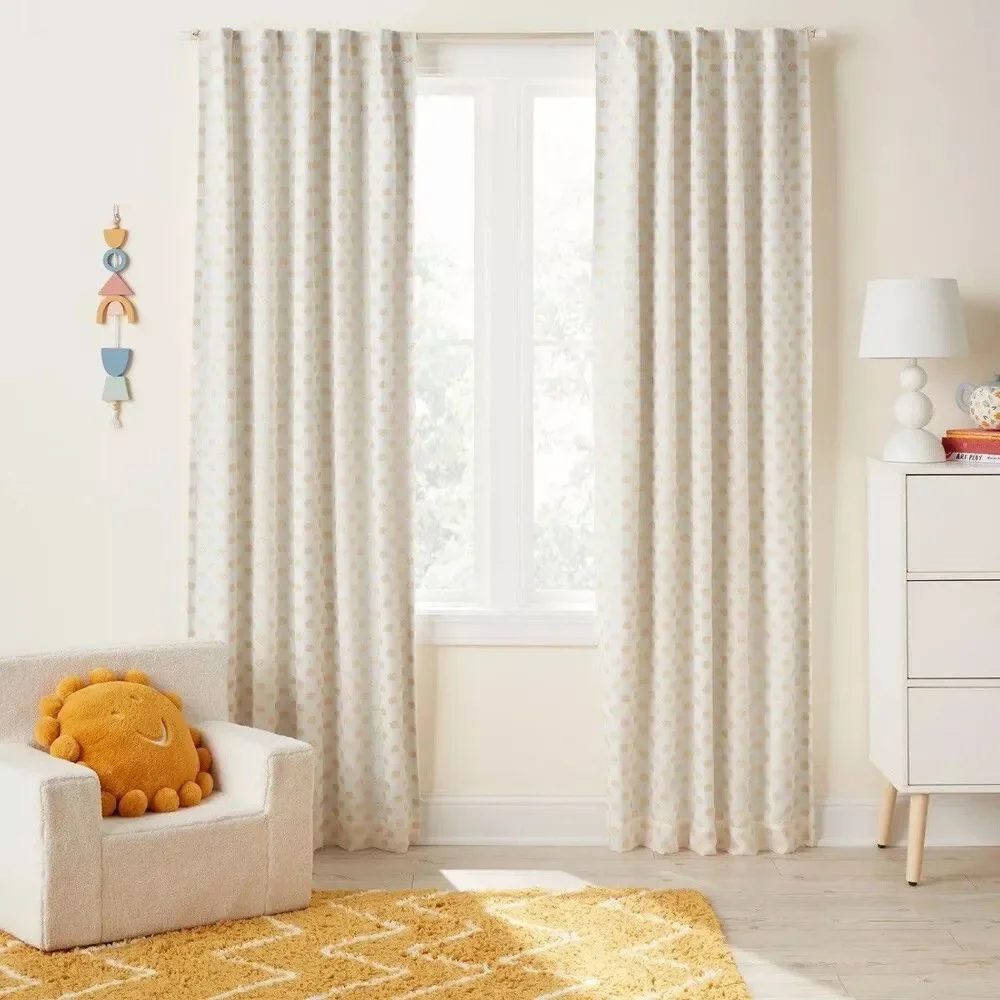 Pillowfort 42x84 Metallic Gold Clipped Dotted Kids Blackout Curtain Panel New